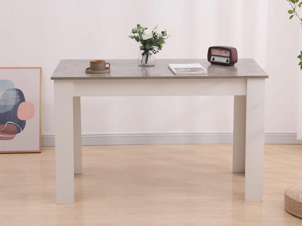 Dining Table Rectangular Wooden 120M-Grey & White - image2