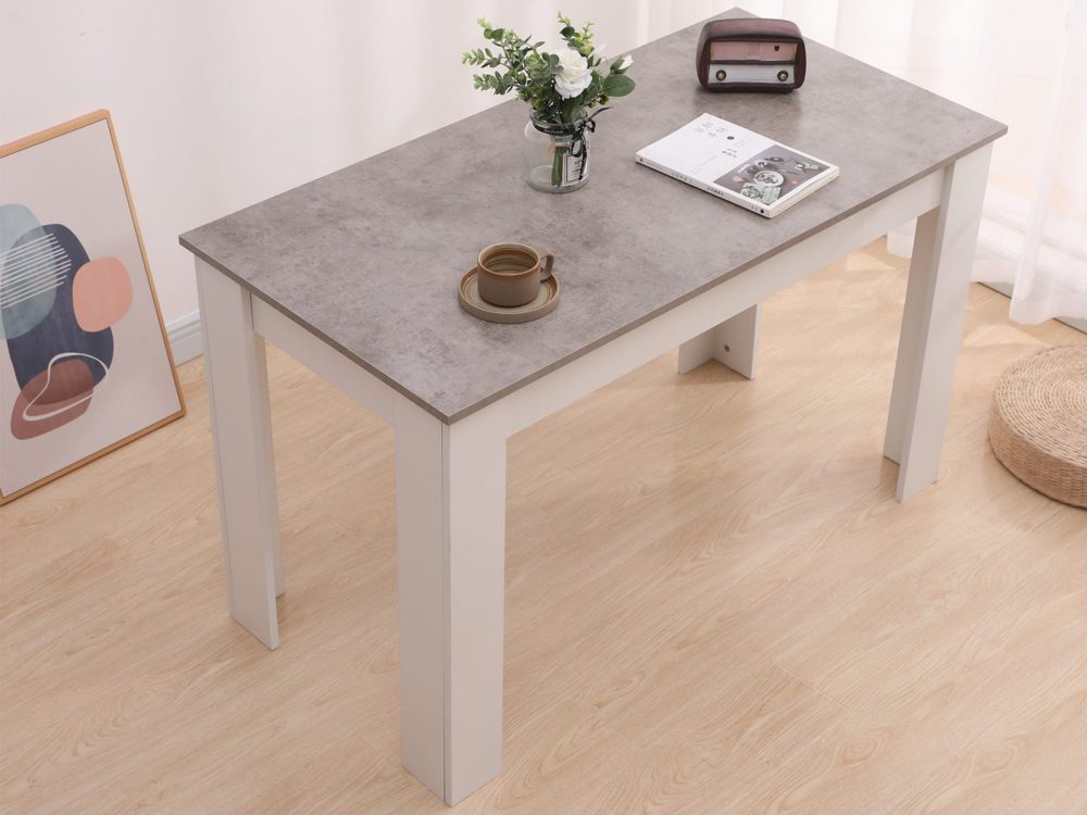 Dining Table Rectangular Wooden 120M-Grey & White - image3