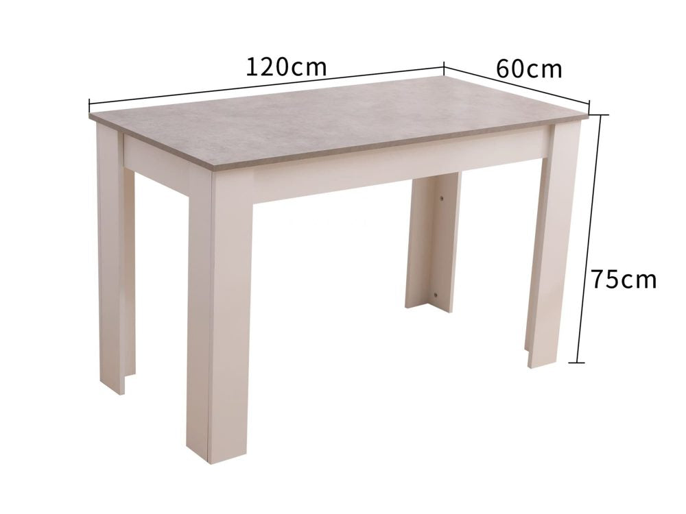 Dining Table Rectangular Wooden 120M-Grey & White - image7