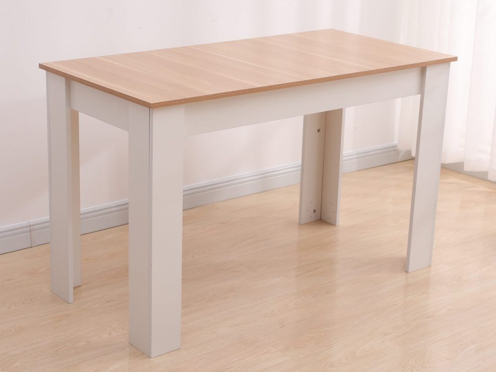 Dining Table Rectangular Wooden 120M-Wood & White - image6