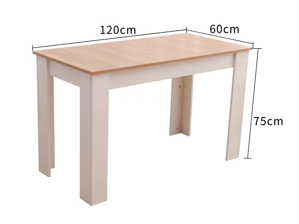 Dining Table Rectangular Wooden 120M-Wood & White - image7