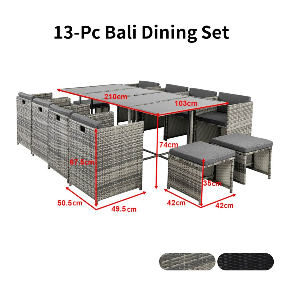 Bali 13PC  Outdoor Dining Set - Grey - image9