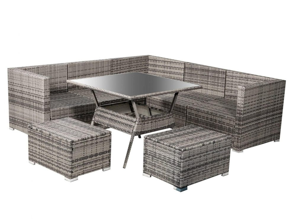 8PC Outdoor Dining Set Wicker Table &amp; Chairs-Grey - image4