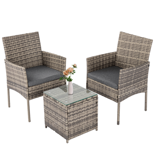 2 Seater PE Rattan Outdoor Furniture Chat Set- Mixed Grey - image1
