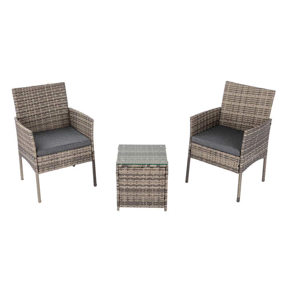 2 Seater PE Rattan Outdoor Furniture Chat Set- Mixed Grey - image4