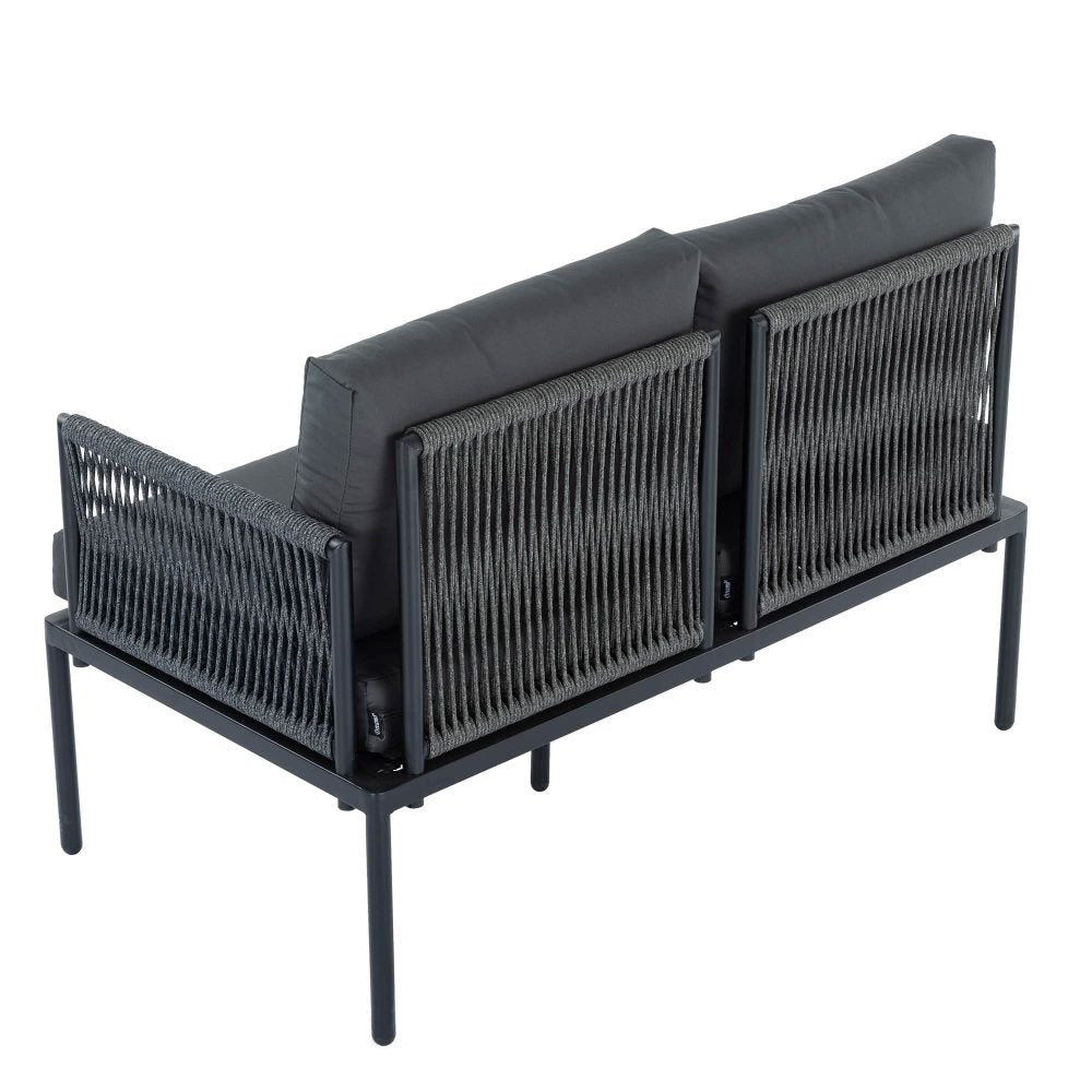 4-Seater Outdoor Lounge Set with Coffee Table in Black - Stylish Textile and Rope Design - image3