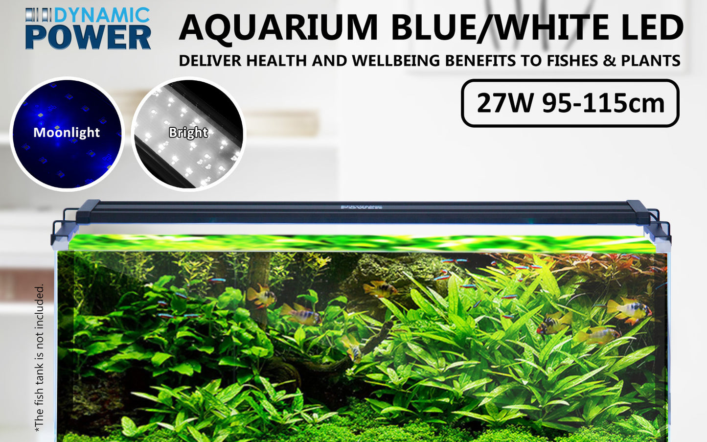 Dynamic Power 27W Aquarium Blue White LED Light for Tank 95-115cm - image2