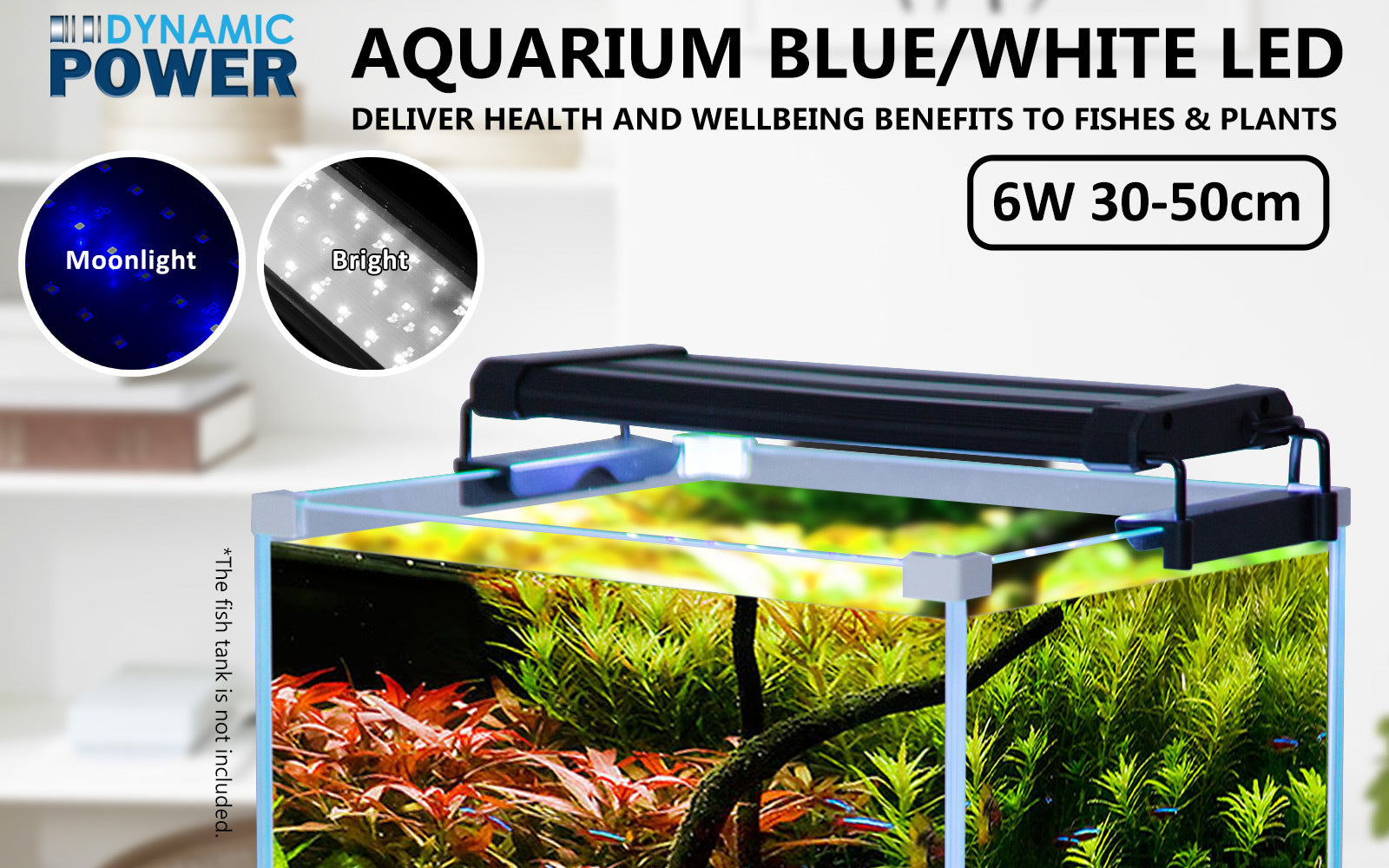 Dynamic Power 2 Set 6W Aquarium Blue White LED Light for Tank 30-50cm - image2