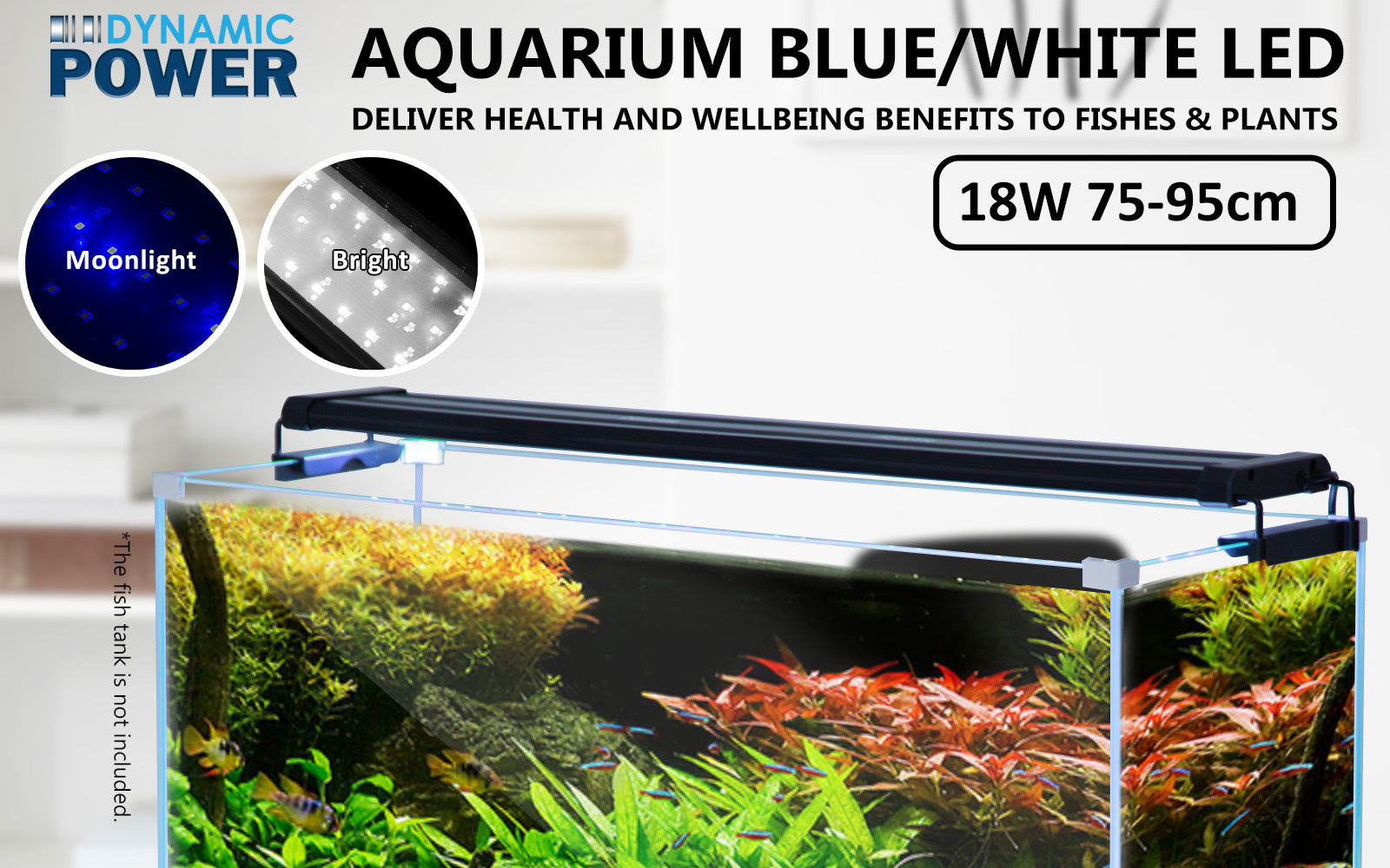 Dynamic Power 18W Aquarium Blue White LED Light for Tank 75-95cm - image2