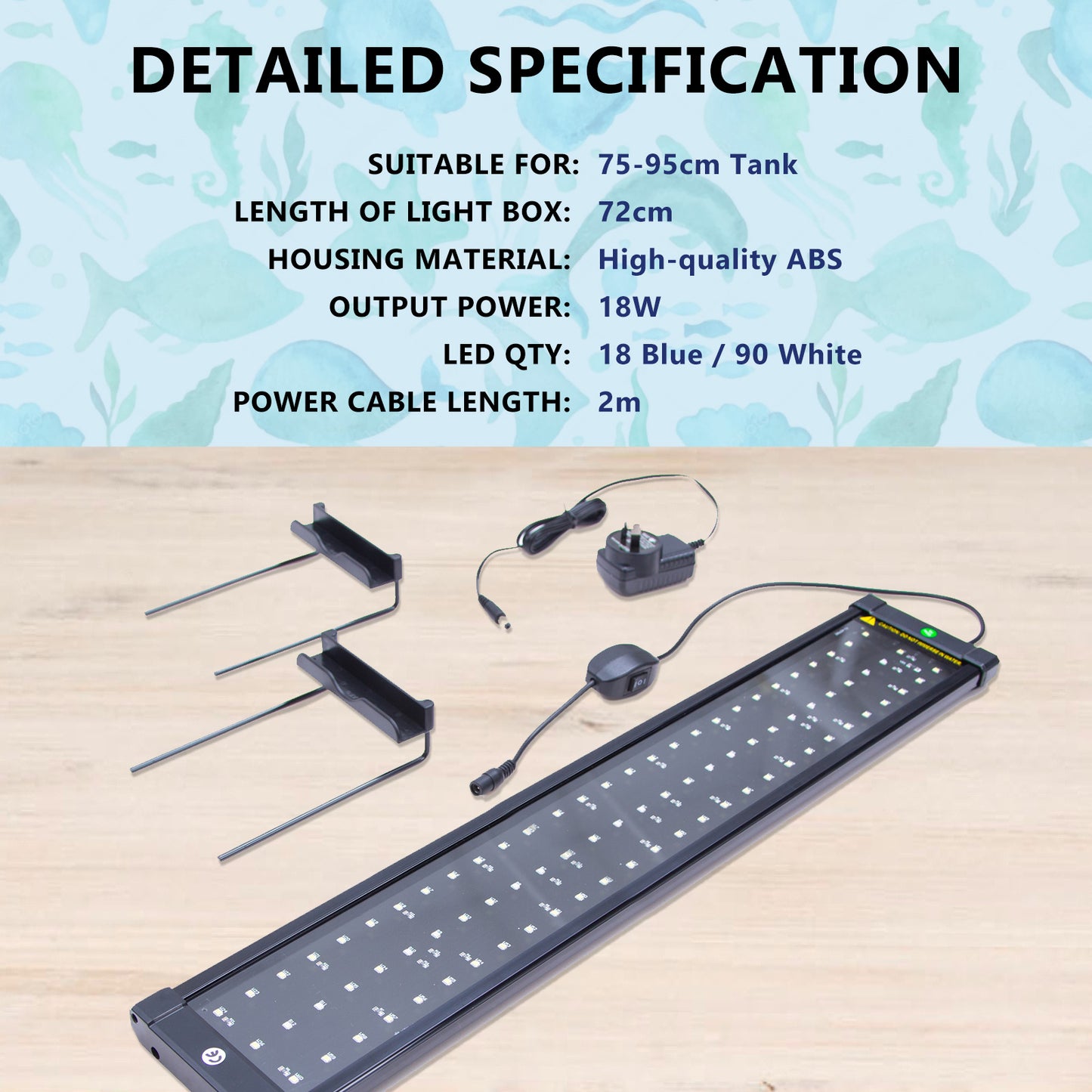 Dynamic Power 2 Set 18W Aquarium Blue White LED Light for Tank 75-95cm - image9