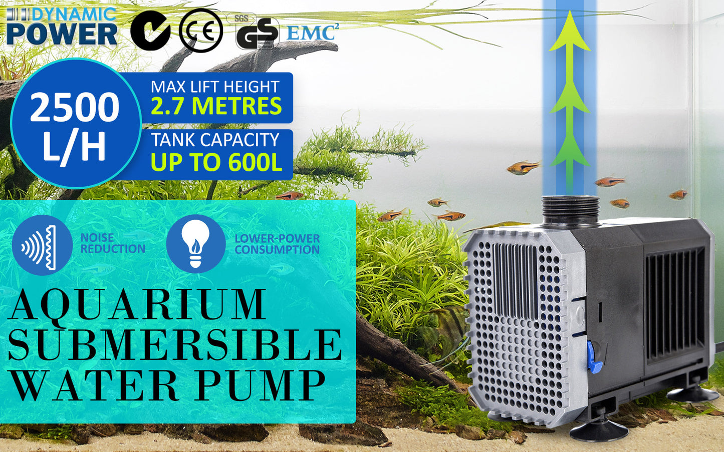 Aquarium Submersible Water Pump 2500L/H 45W 2.7m Pond - image2