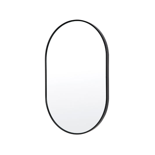 Black Wall Mirror Oval Aluminum Frame Makeup Decor Bathroom Vanity 50 x 75cm - image1