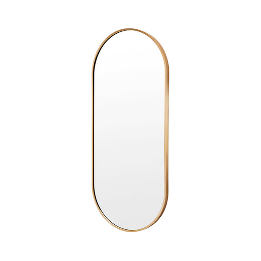 Gold Wall Mirror Oval Aluminum Frame Makeup Decor Bathroom Vanity 45 x 100cm - image1