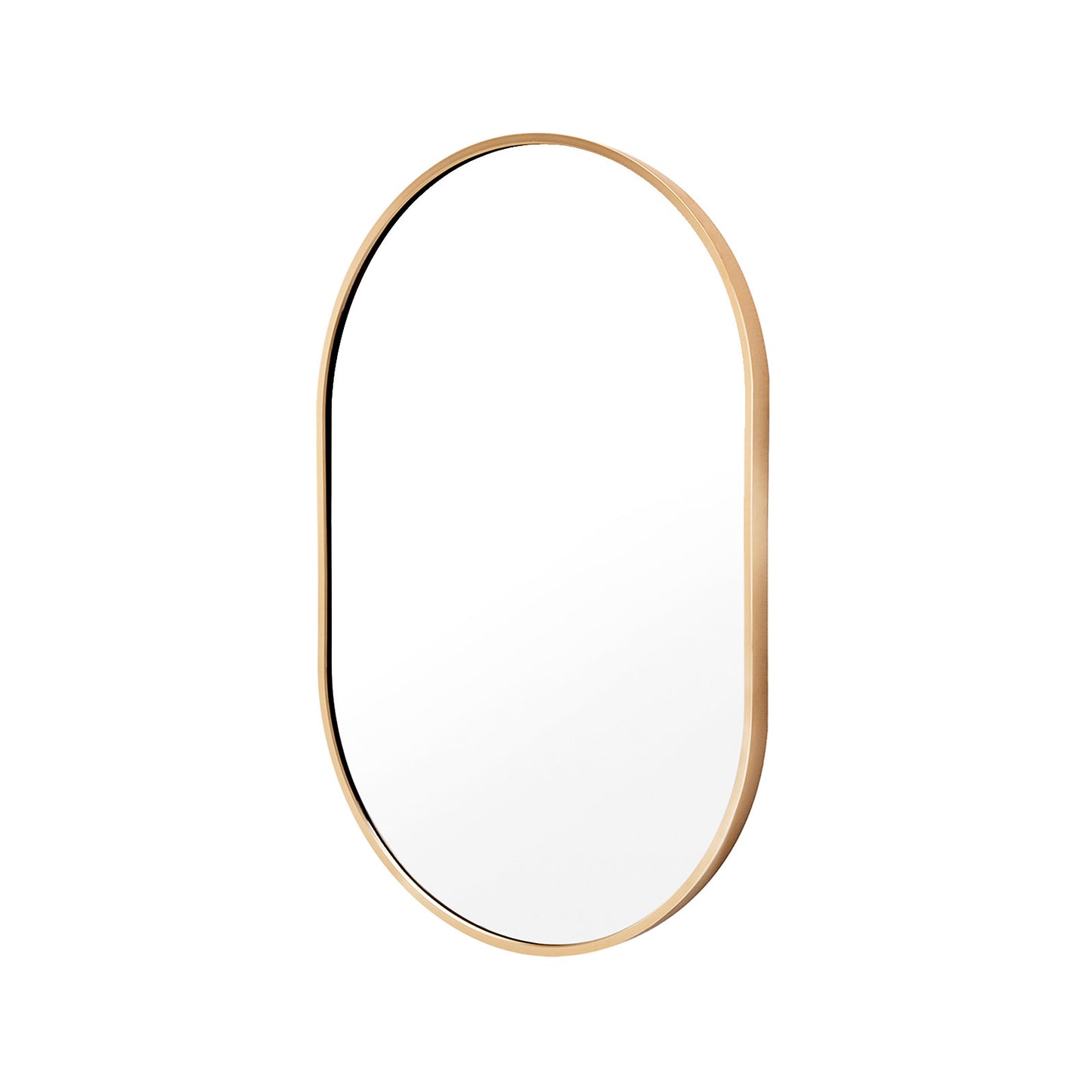 Gold Wall Mirror Oval Aluminum Frame Makeup Decor Bathroom Vanity 50 x 75cm - image1