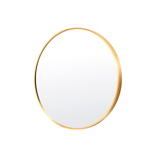 Gold Wall Mirror Round Aluminum Frame Makeup Decor Bathroom Vanity 50cm - image1