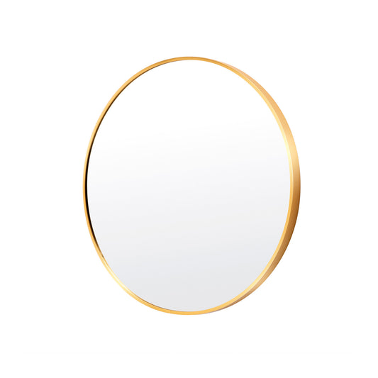 Gold Wall Mirror Round Aluminum Frame Makeup Decor Bathroom Vanity 60cm - image1