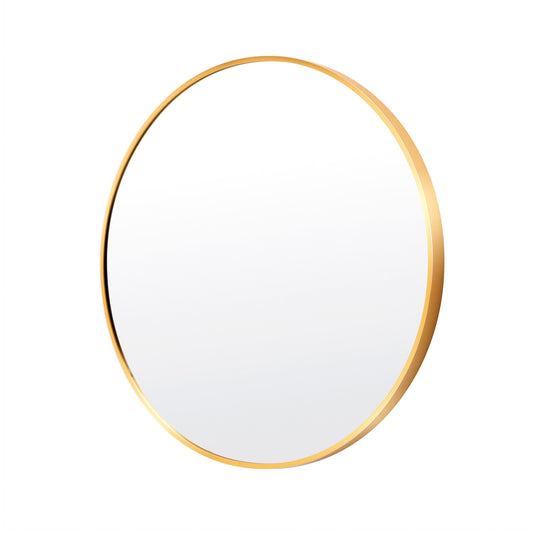 Gold Wall Mirror Round Aluminum Frame Makeup Decor Bathroom Vanity 80cm - image1
