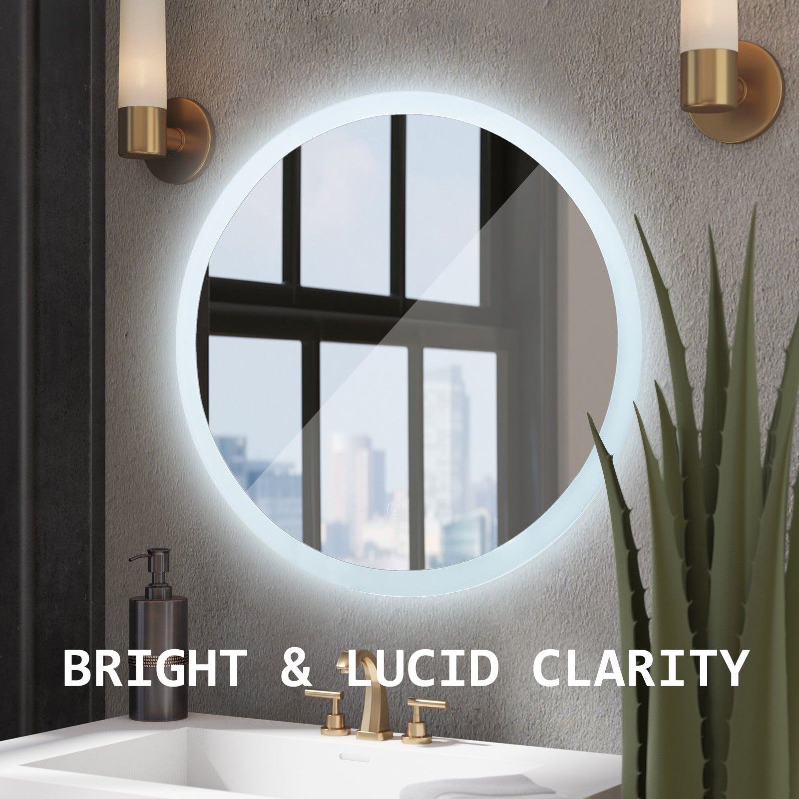 LED Wall Mirror Round Touch Anti-Fog Makeup Decor Bathroom Vanity 50cm - image3