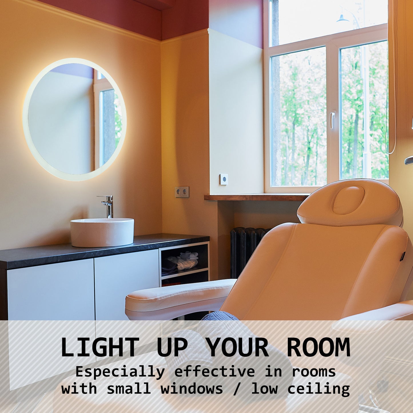 LED Wall Mirror Round Touch Anti-Fog Makeup Decor Bathroom Vanity 50cm - image10