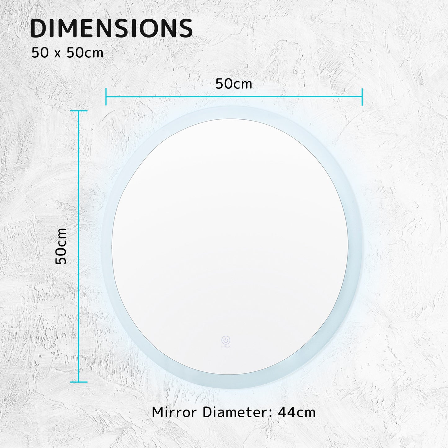 LED Wall Mirror Round Touch Anti-Fog Makeup Decor Bathroom Vanity 50cm - image12