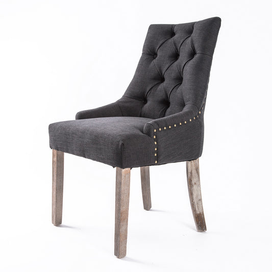 Black (Charcoal) French Provincial Dining Chair Amour Oak Leg - image1