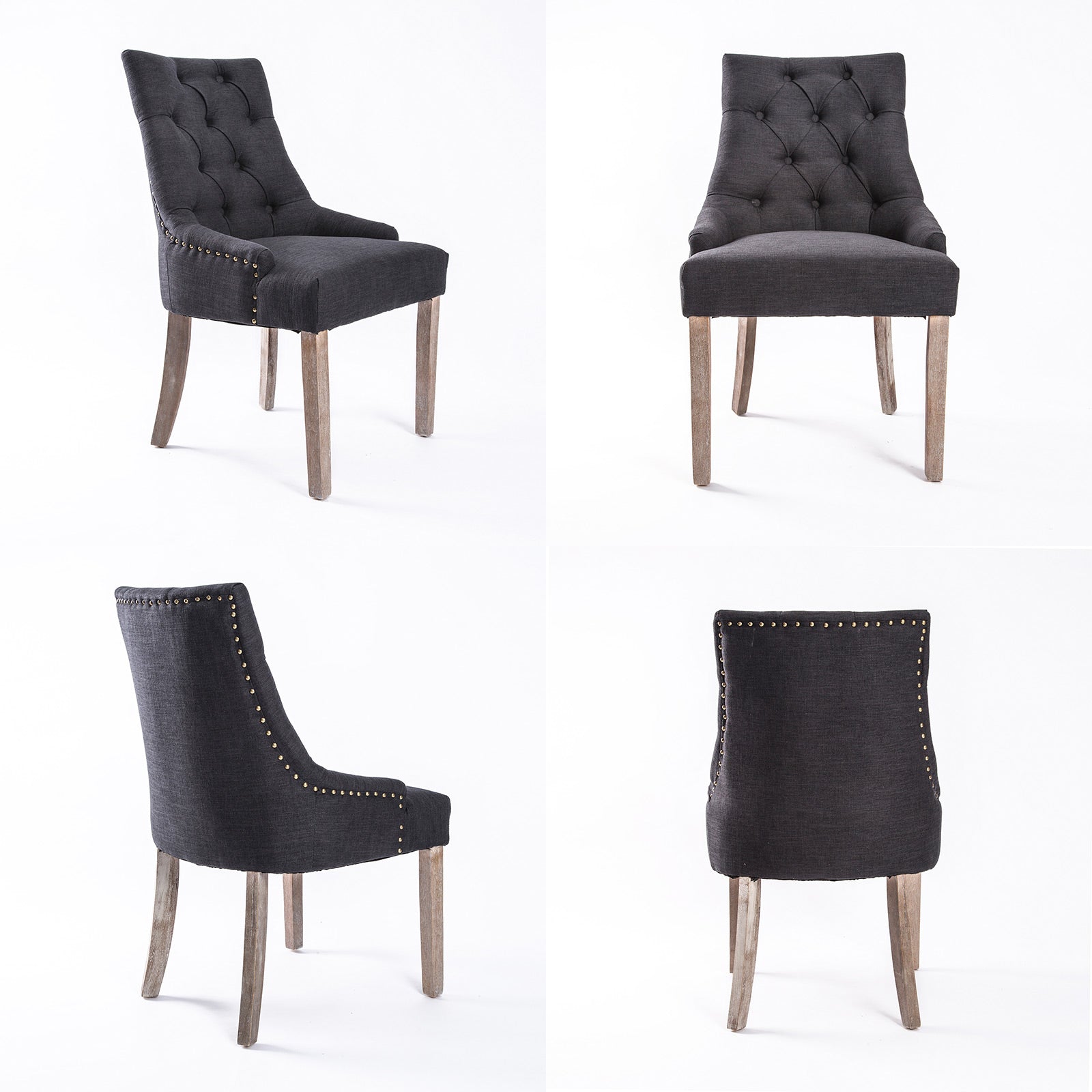 Black (Charcoal) French Provincial Dining Chair Amour Oak Leg - image4