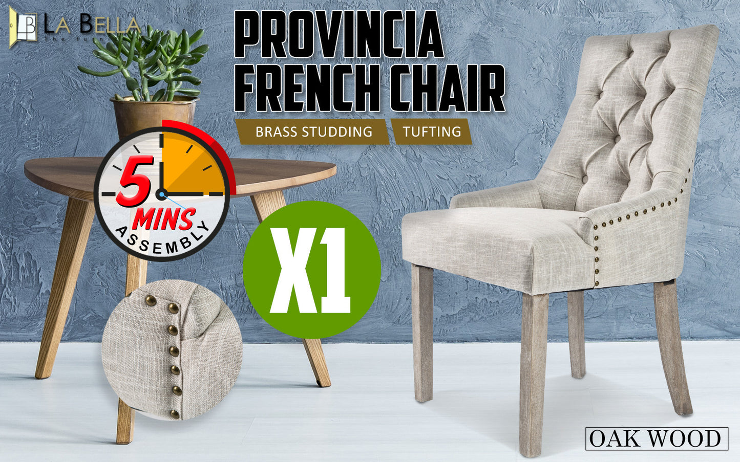 La Bella Cream French Provincial Dining Chair Amour Oak Leg - image2
