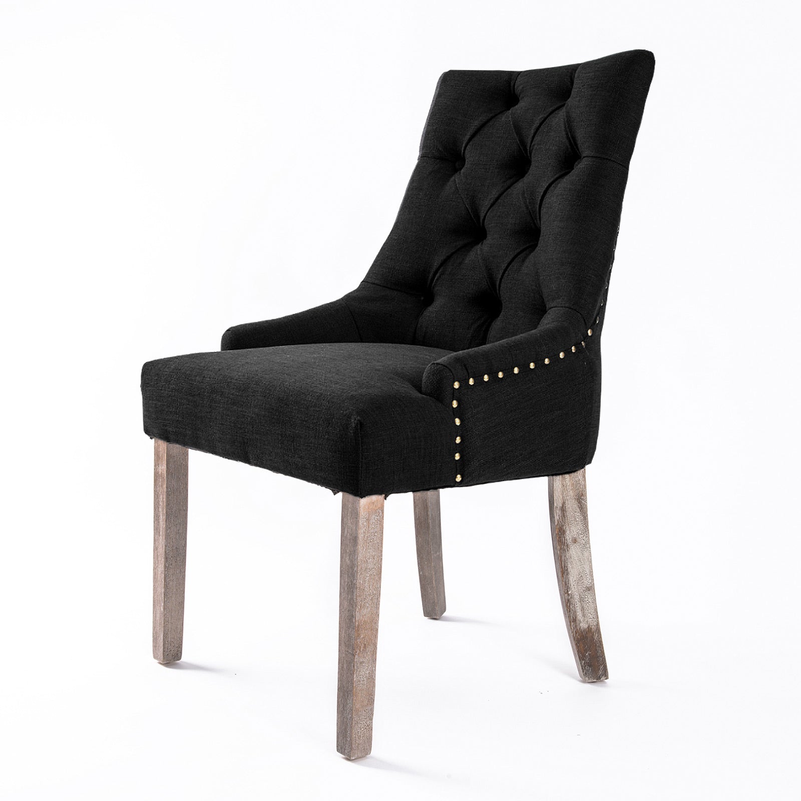Dark Black French Provincial Dining Chair Amour Oak Leg - image1