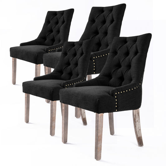 La Bella 4 Set Dark Black French Provincial Dining Chair Amour Oak Leg - image1