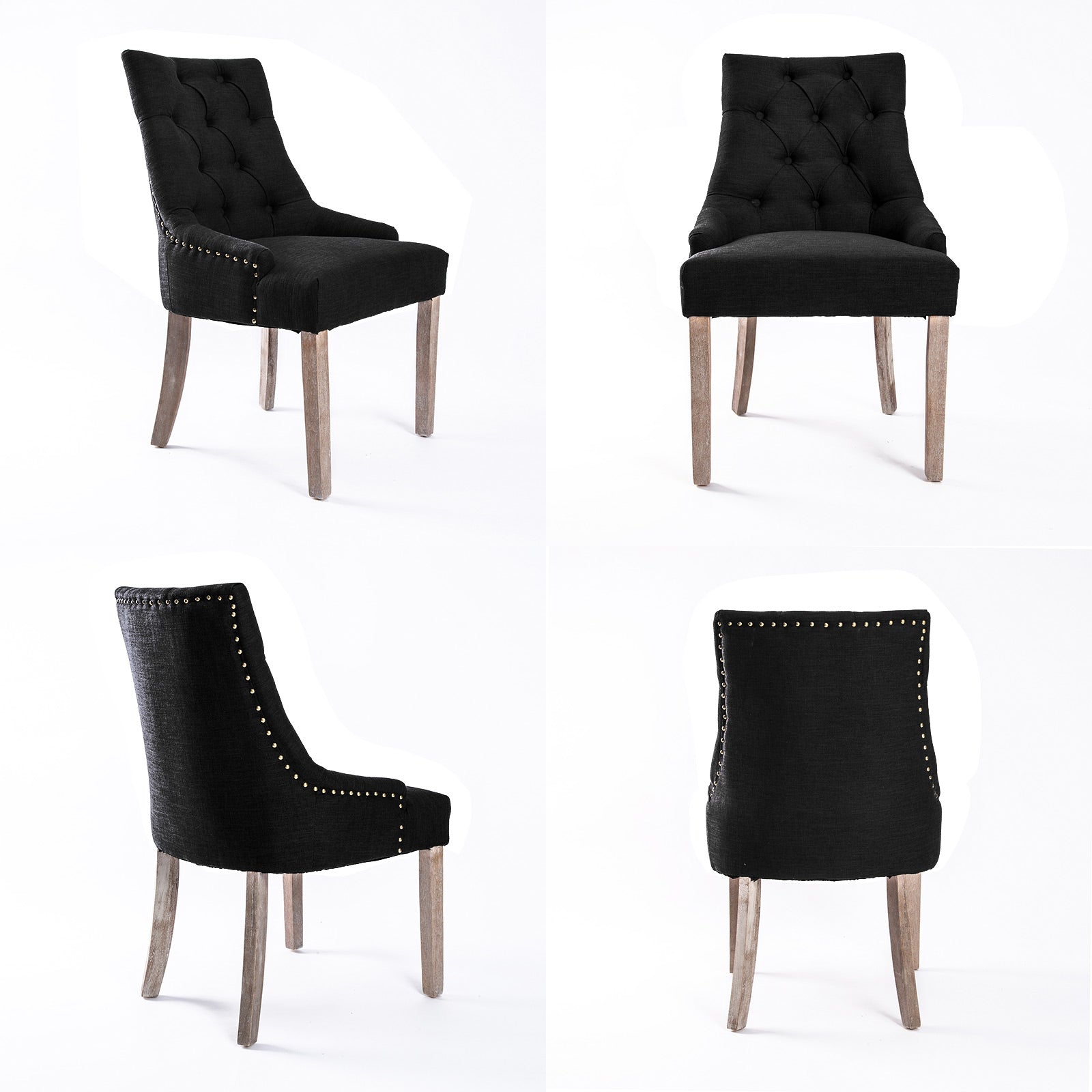 La Bella 4 Set Dark Black French Provincial Dining Chair Amour Oak Leg - image4