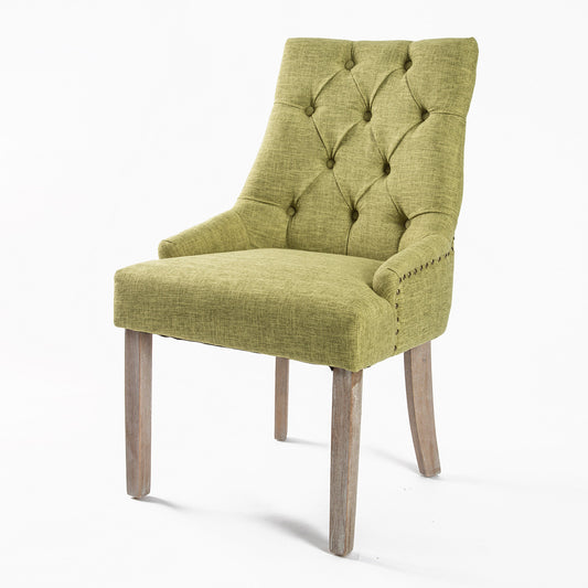 Green French Provincial Dining Chair Amour Oak Leg - image1
