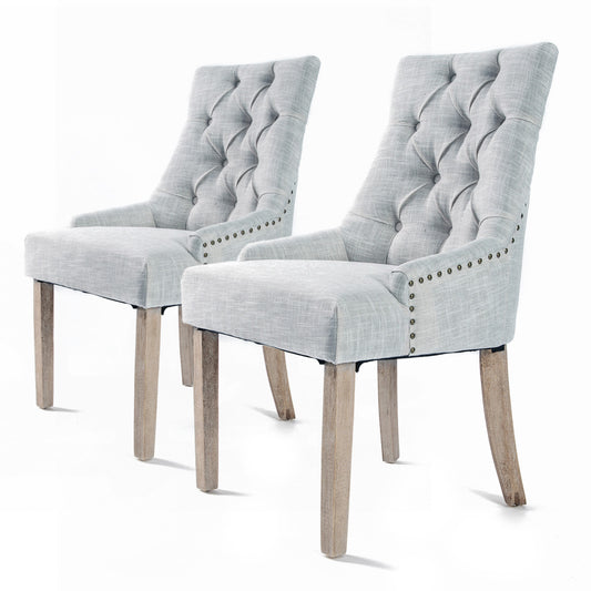 La Bella 2 Set Grey French Provincial Dining Chair Amour Oak Leg - image1