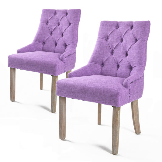 2 Set Violet French Provincial Dining Chair Amour Oak Leg - image1
