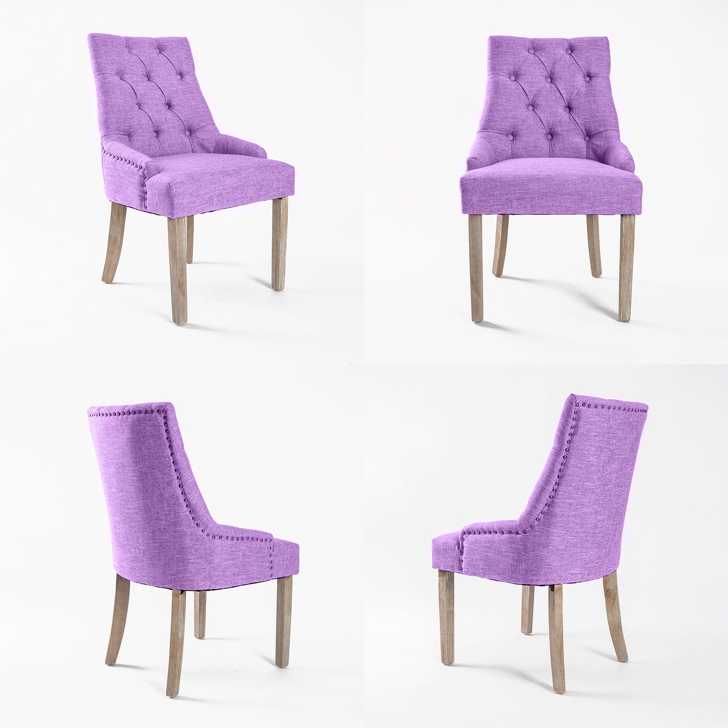 2 Set Violet French Provincial Dining Chair Amour Oak Leg - image4