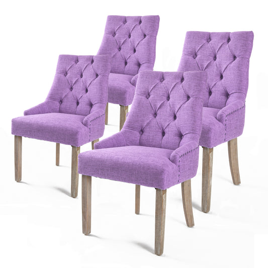 4 Set Violet French Provincial Dining Chair Amour Oak Leg - image1