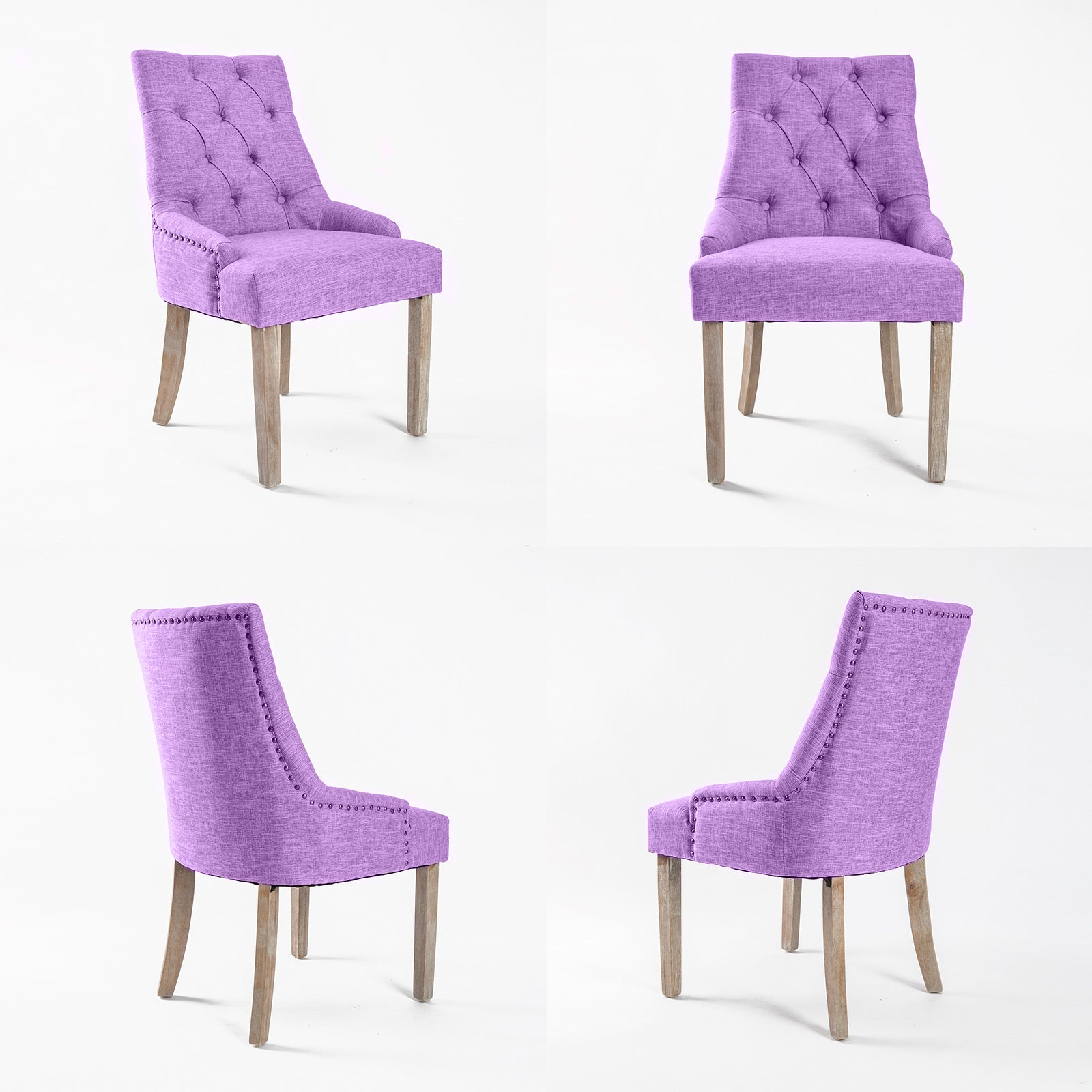 4 Set Violet French Provincial Dining Chair Amour Oak Leg - image4