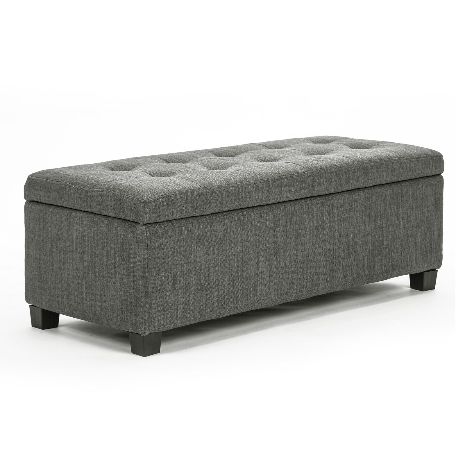 102cm Dark Grey Storage Ottoman Stool Fabric - image1