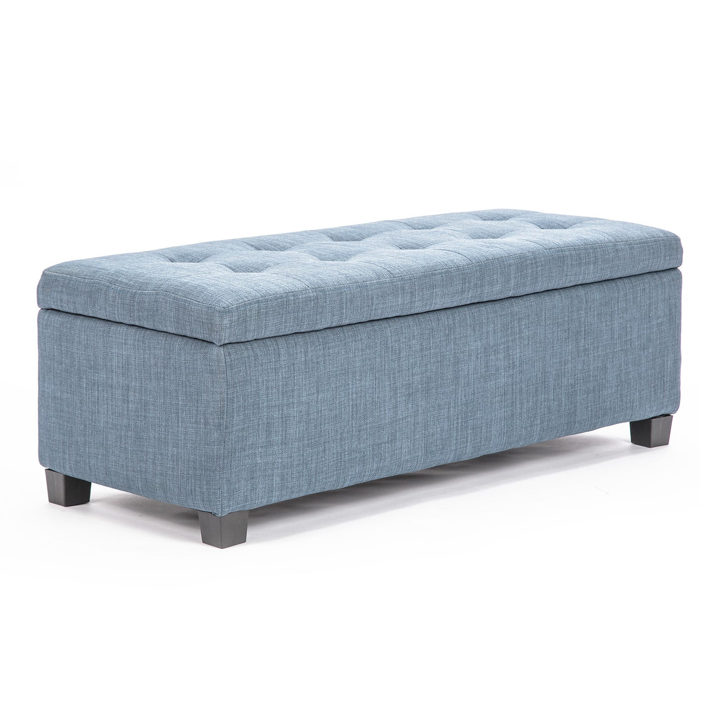 102cm Light Grey Storage Ottoman Stool Fabric - image1