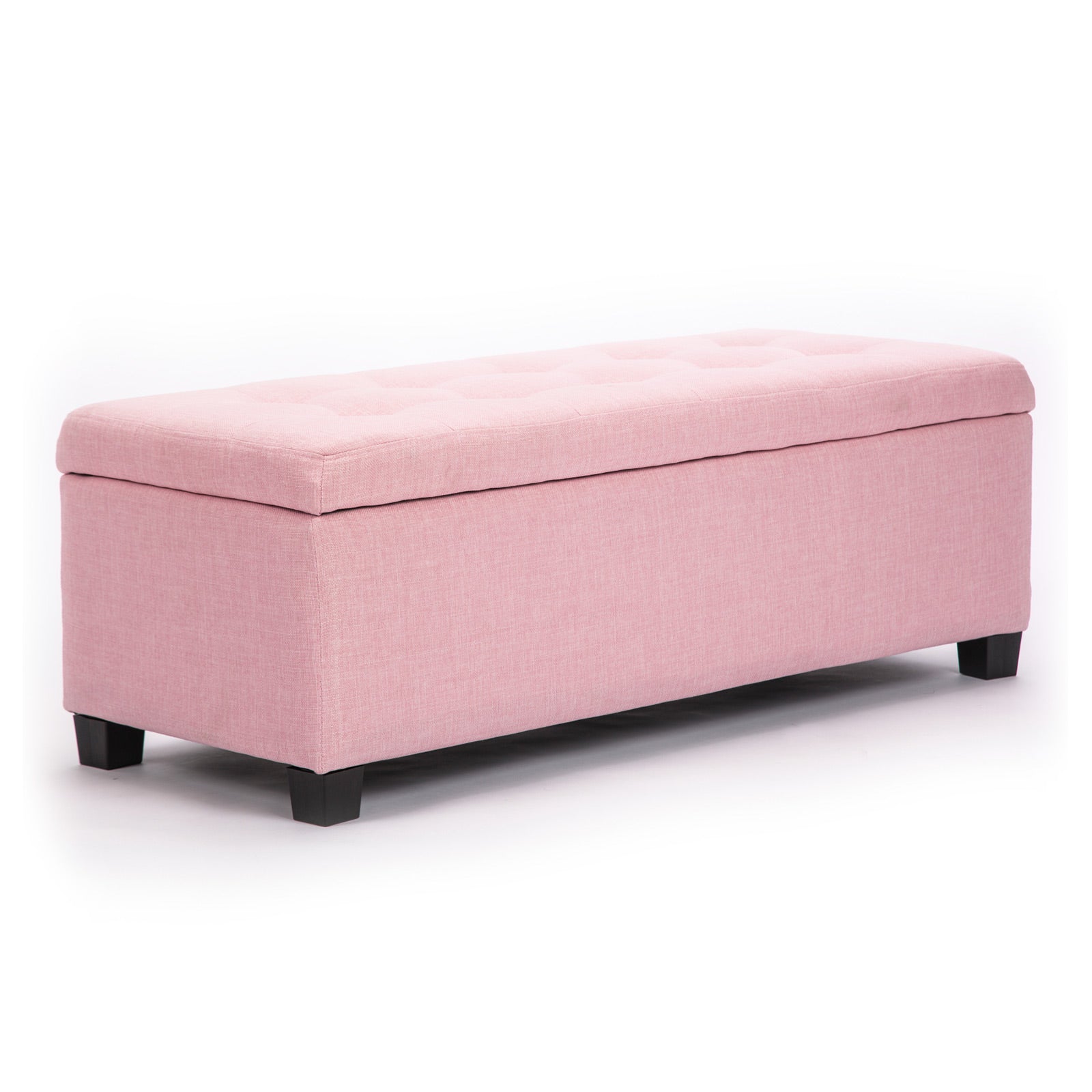 102cm Pink Storage Ottoman Stool Fabric - image1