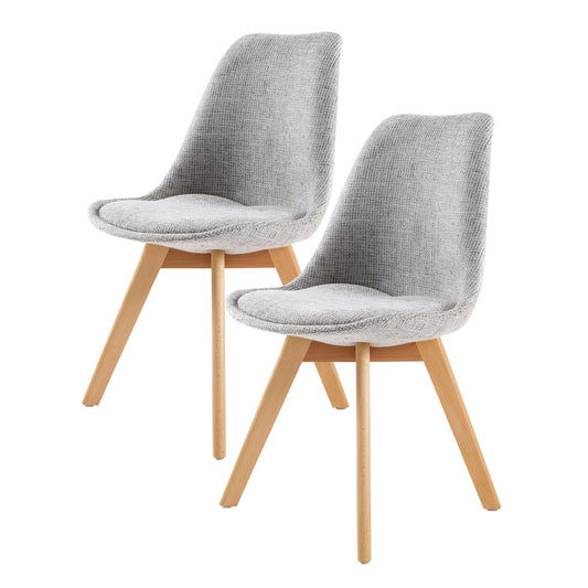 2 Set Grey Retro Dining Cafe Chair Padded Seat - image1