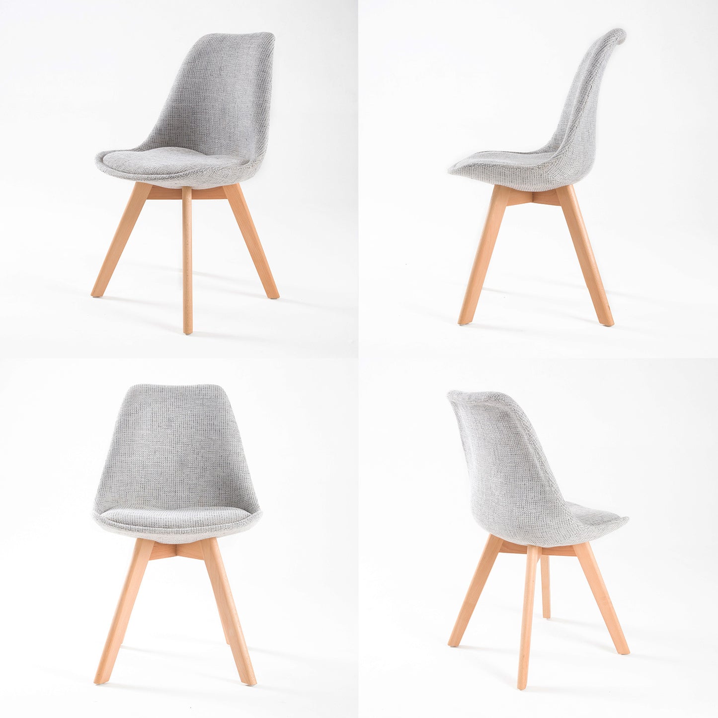 2 Set Grey Retro Dining Cafe Chair Padded Seat - image3