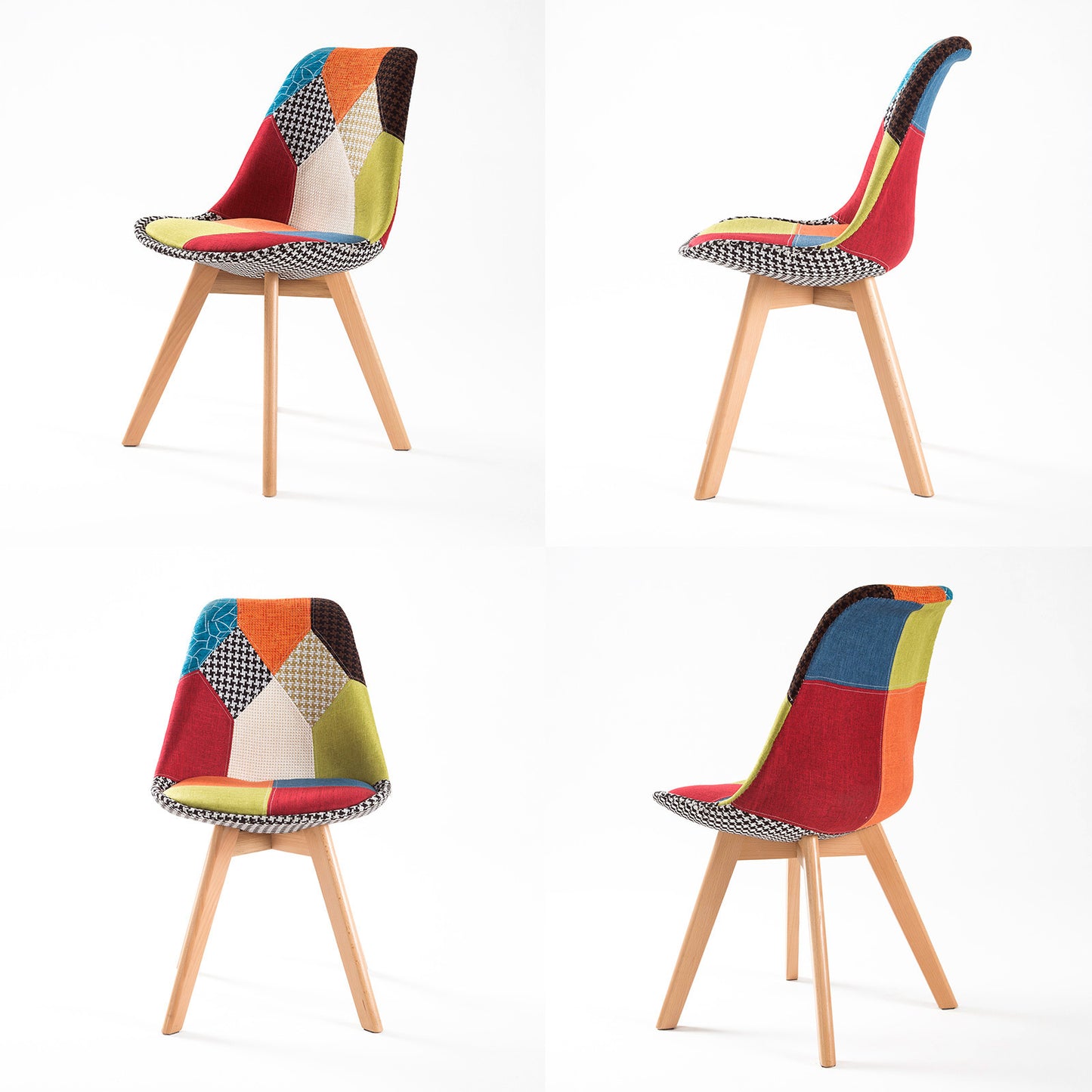 La Bella 4 Set Multi Colour Retro Dining Cafe Chair Padded Seat - image3