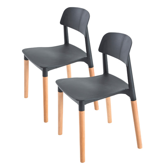 2 Set Black Retro Belloch Stackable Dining Cafe Chair - image1