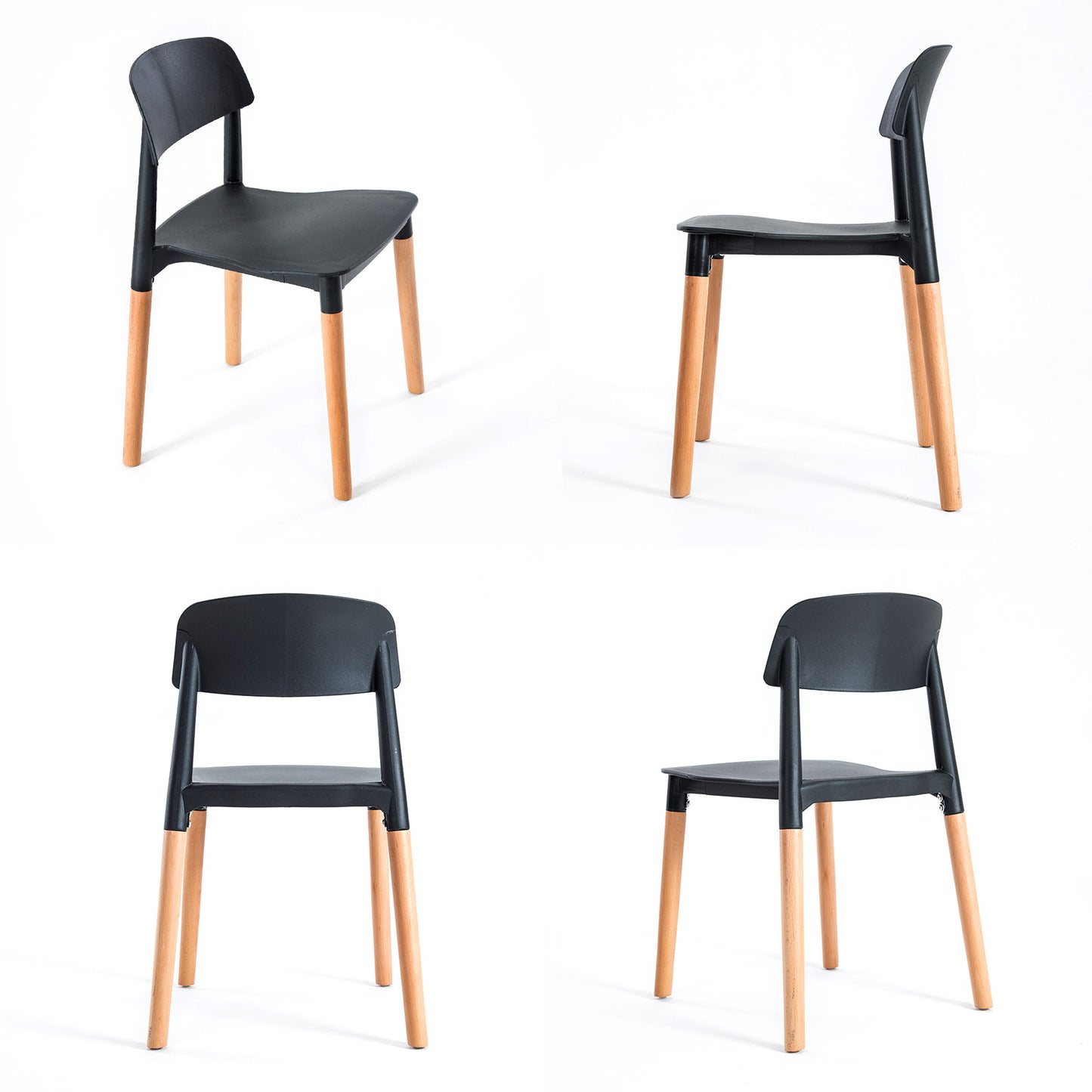 2 Set Black Retro Belloch Stackable Dining Cafe Chair - image2