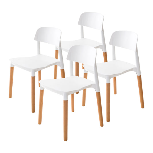 4 Set White Retro Belloch Stackable Dining Cafe Chair - image1