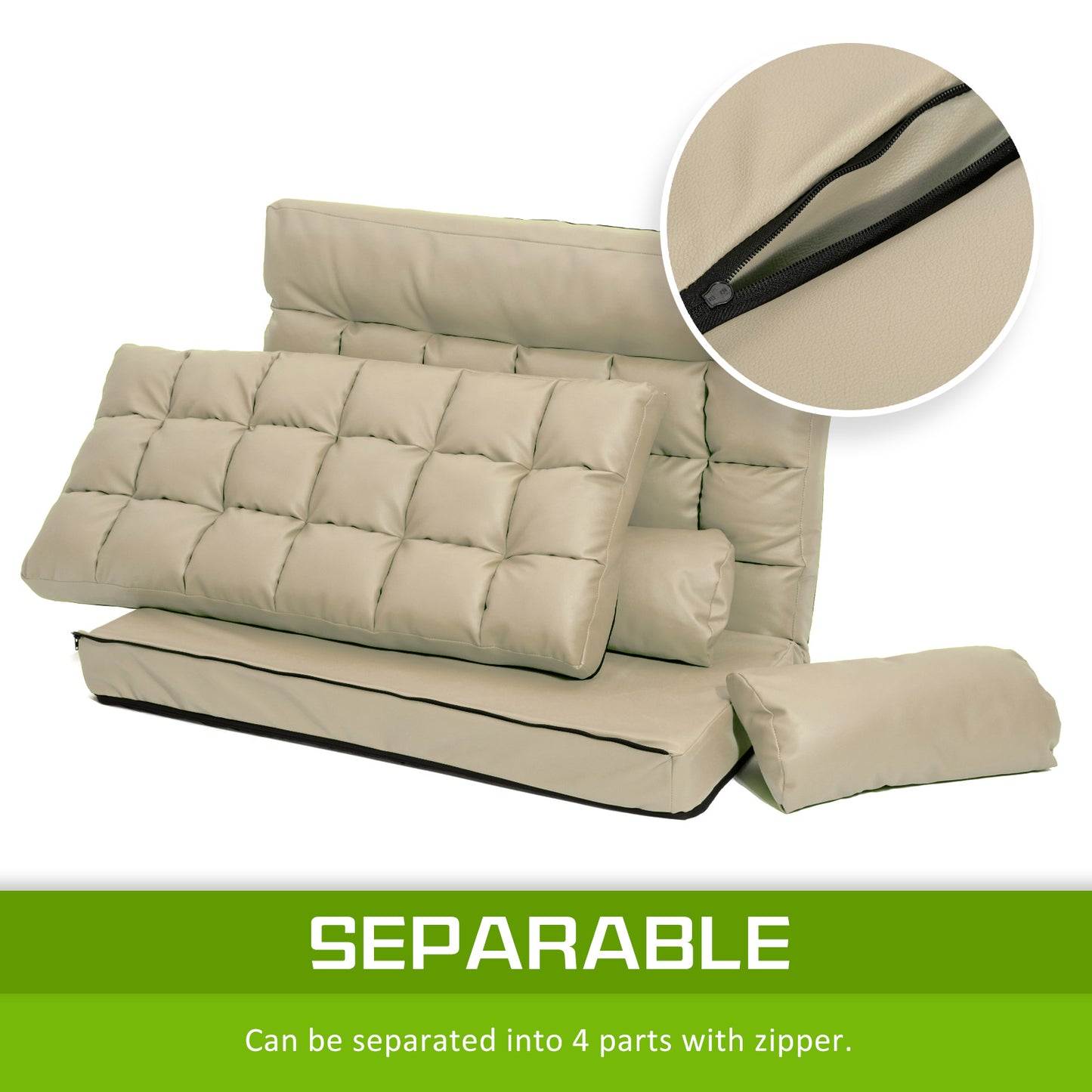 Double Seat Couch Bed Beige Sofa Gemini Leather - image9