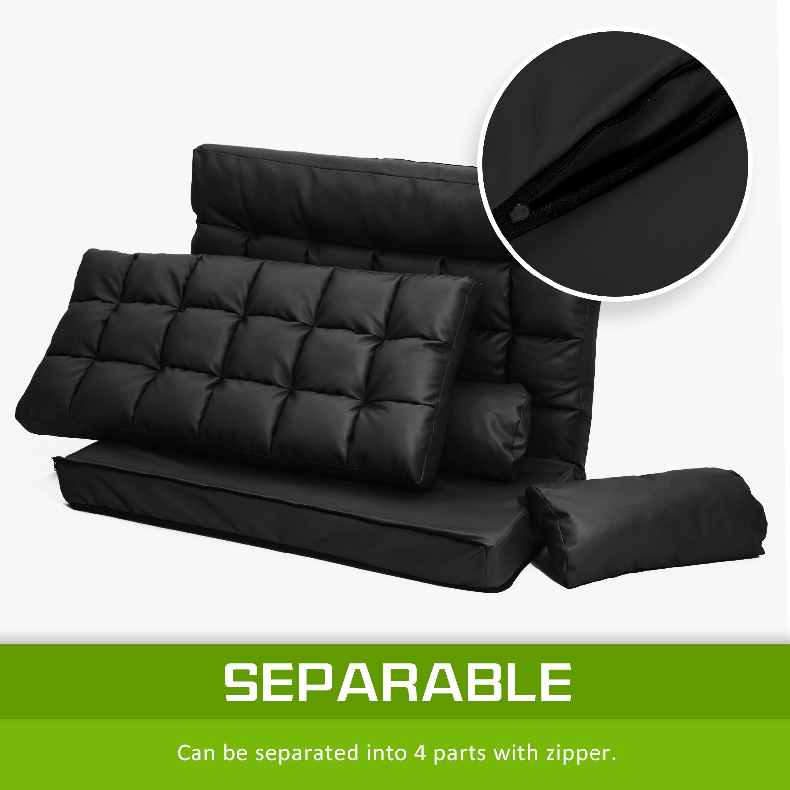 Double Seat Couch Bed Black Sofa Gemini Leather - image9