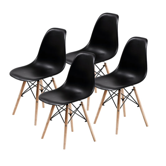 4 Set Black Retro Dining Cafe Chair DSW PP - image1