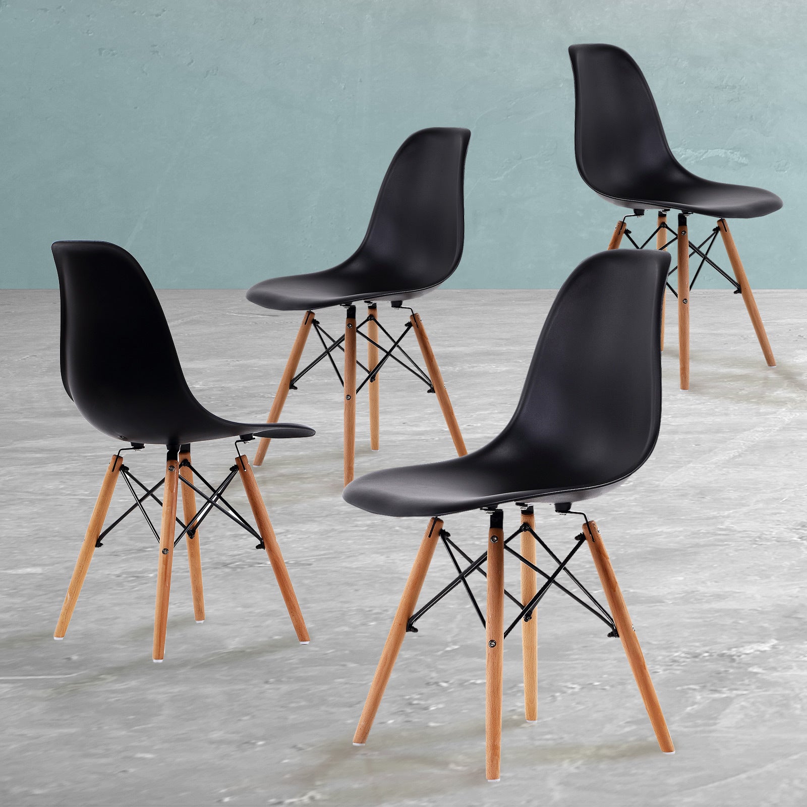 4 Set Black Retro Dining Cafe Chair DSW PP - image11