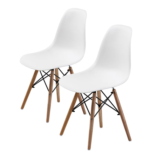 2 Set White Retro Dining Cafe Chair DSW PP - image1